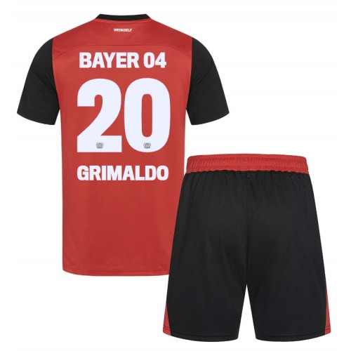 Fotballdrakt Barn Bayer Leverkusen Alejandro Grimaldo #20 Hjemmedraktsett 2024-25 Kortermet (+ Korte bukser)